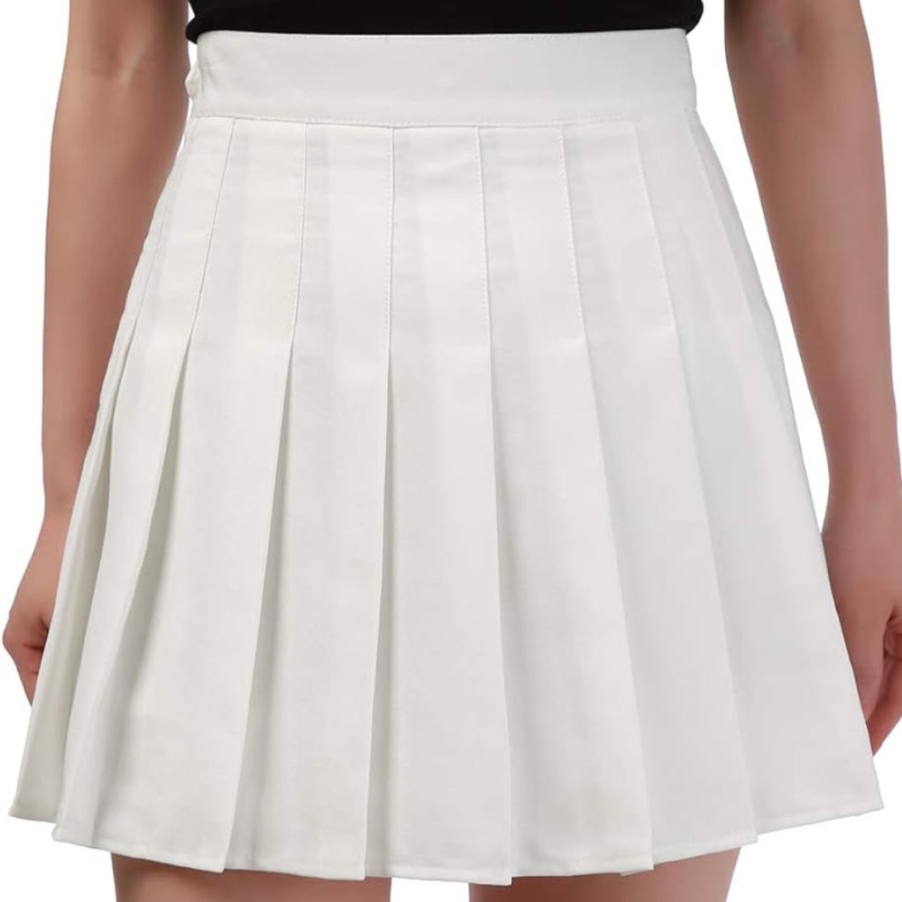 NWT Classic White Pleated Mini Skort - Women's Timeless A-Line Size L